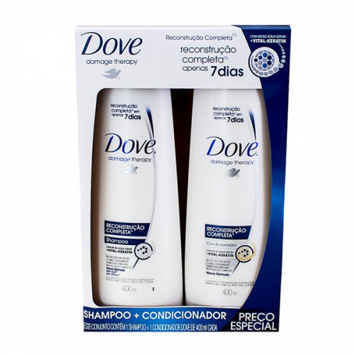 KIT DOVE SHAMPOO+CONDICIONADOR RECONSTRUÇÃO COMPLETA 400ML