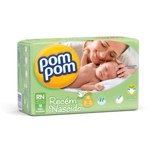 FRALDA POMPOM AMOR DE MAE RN C/18