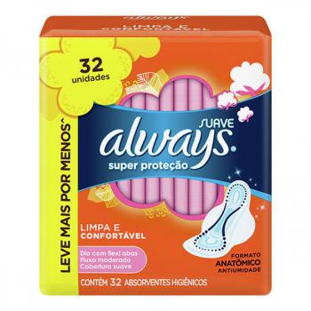 Absorvente Always Super Protecao Suave Com Abas 32 Unidades