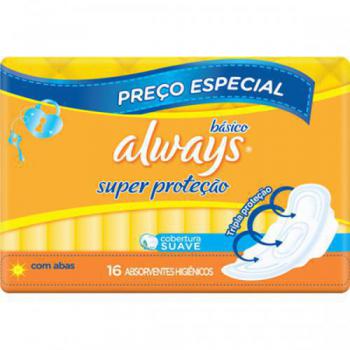 Absorvente Always Basico Suave com Abas 16 Unidades
