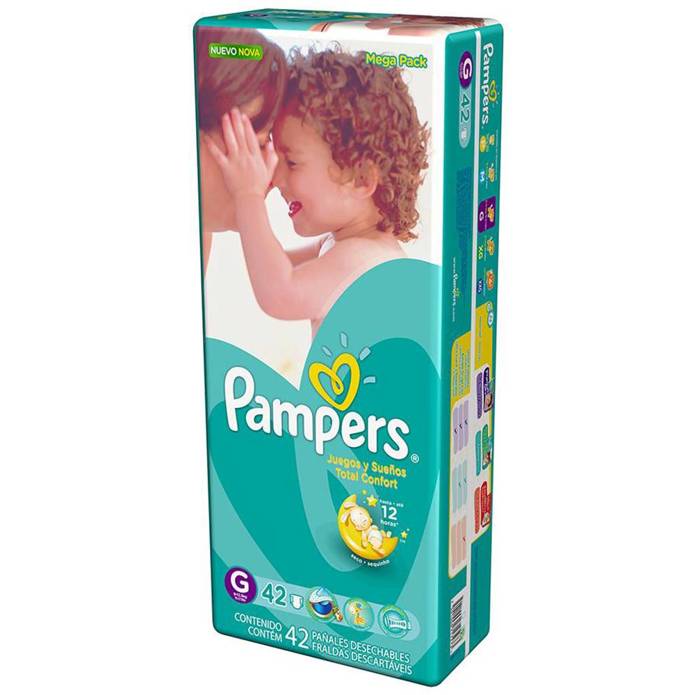 Fraldas Pampers Total Confort G Mega 42 Unidades + 4 unidades