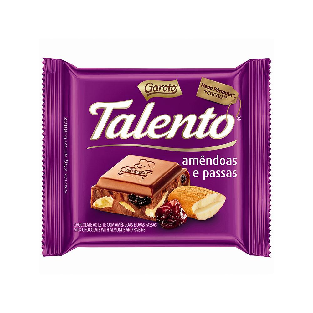 Chocolate Talento Garoto Amêndoas e Passas 90g