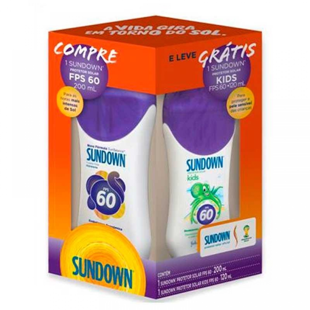 Kit Protetor Solar Sundown FPS 60 Loção 200ml + Kids FPS60 120ml