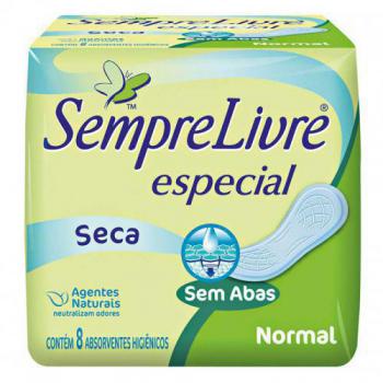 Absorvente Sempre Livre Normal seca, com abas, 8 unidades