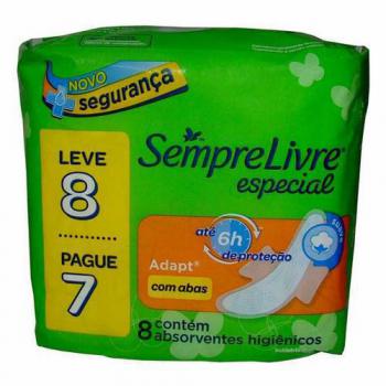 Absorvente Sempre Livre Adapt Especial com abas, suave com 8 unidades