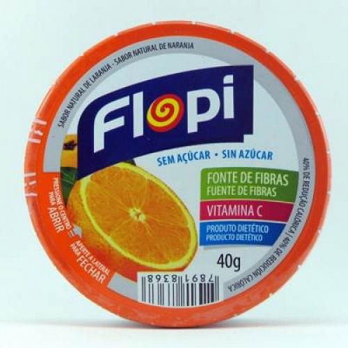 Bala Sem Acucar Flopi Laranja 40g