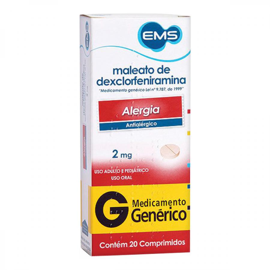 Maleato de Dexclorfeniramina 2mg 20 comprimidos