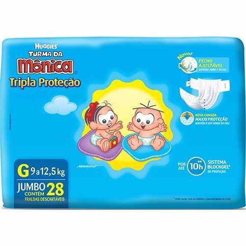 Fralda Huggies Turma da Monica Jumbo G 28 Unidades + 2 Gratis