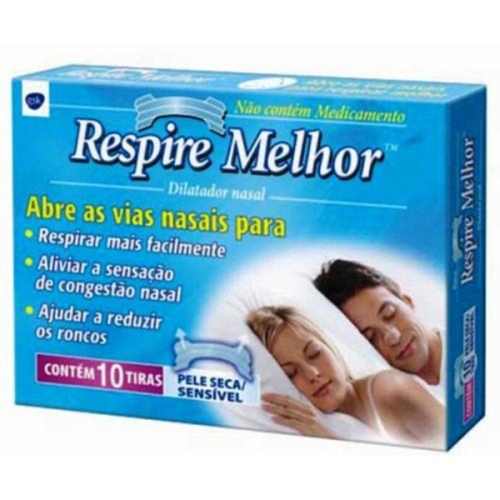 Respire Melhor Dilatador Nasal Sensivel com 10 Adesivos