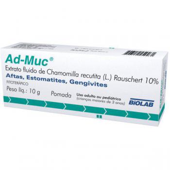 Ad-Muc 100mg/g, caixa com 1 bisnaga com 10g de pomada de uso bucal