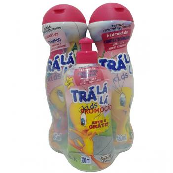 Kit Tralala Kids Hidrakids Shampoo + Condicionador 480ml Gratis Creme Para Pentear 300ml looney tune