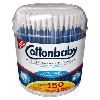 Hastes Flexíveis CottonBaby Pote com 150 unidades