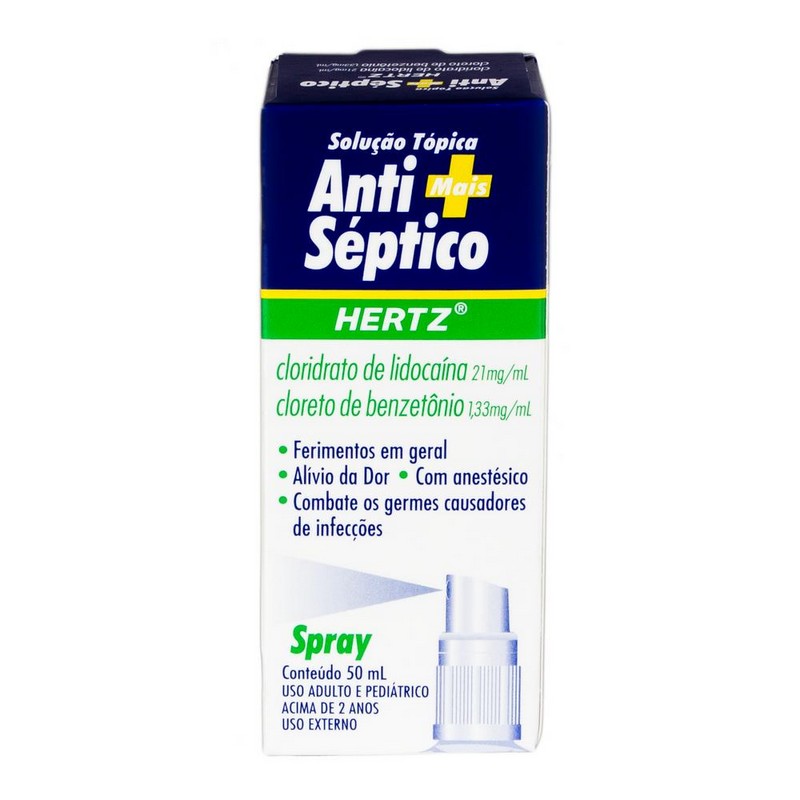 SOLUCAO ANTISSEPTICA HERTZ COM ANESTESICO SPRAY COM 50ML