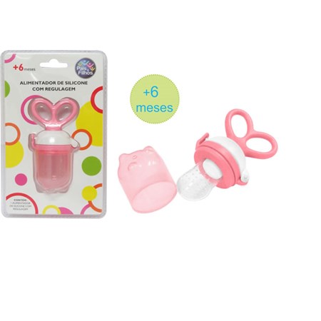 Alimentador De Silicone Com Regulagem Rosa