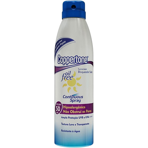 Protetor Coppertone FPS 50 Oil Free Spray 177ml - Ganhe 01 Bolsa Coppertone